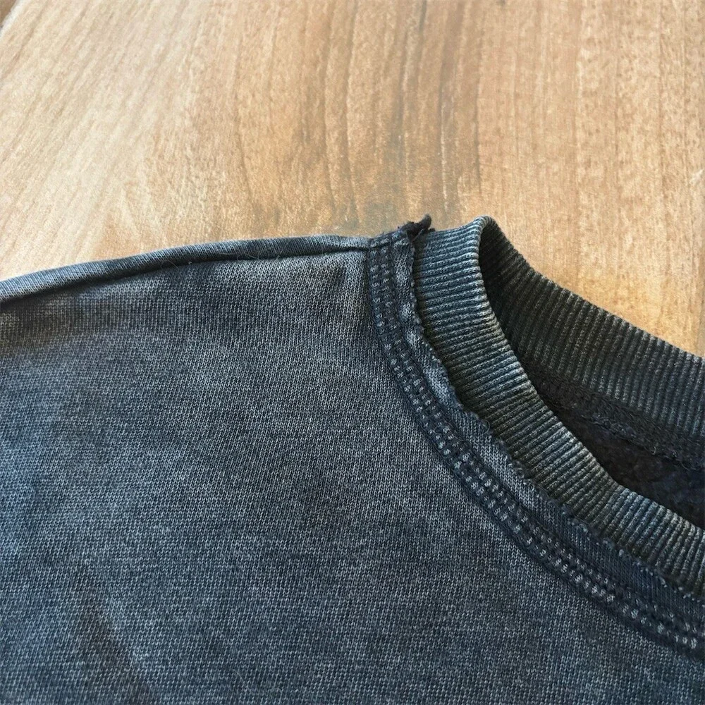 H&M Divided Sweatshirt Womens Size S Black Crew Neck Pullover Washed Look
